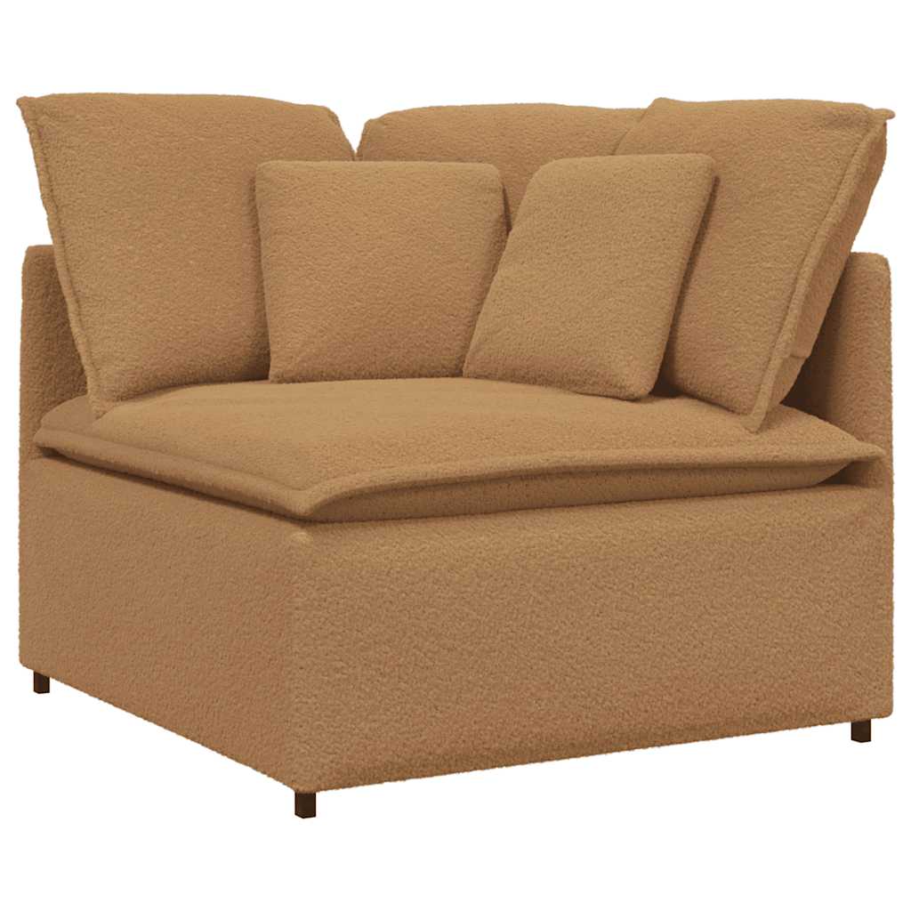 Modulsofa Med Fodskammel&Puder Krøllet Uldlignende Stof