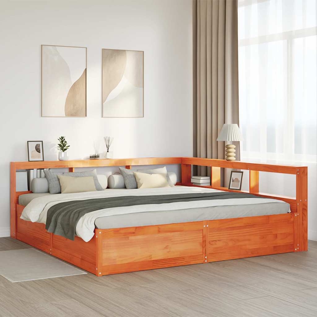 Seng Med Reol Uden Madras 200X200Cm Massivt Fyrretræ