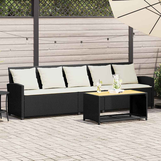 Havesofa Med Hynder Polyrattan Sort