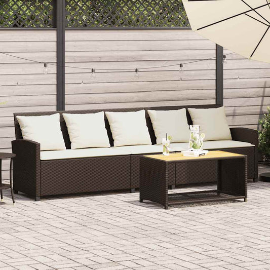 Havesofa Med Hynder Polyrattan Brun