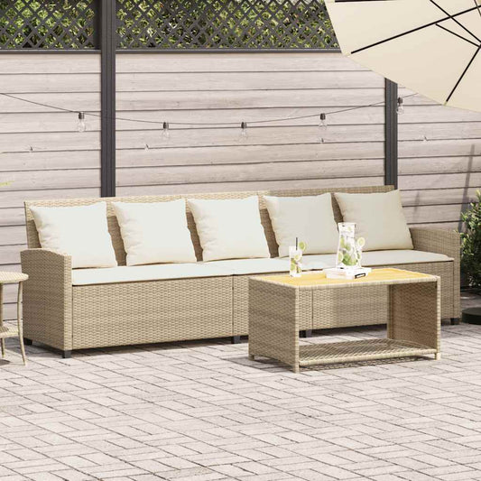 Havesofa Med Hynder Polyrattan Beige