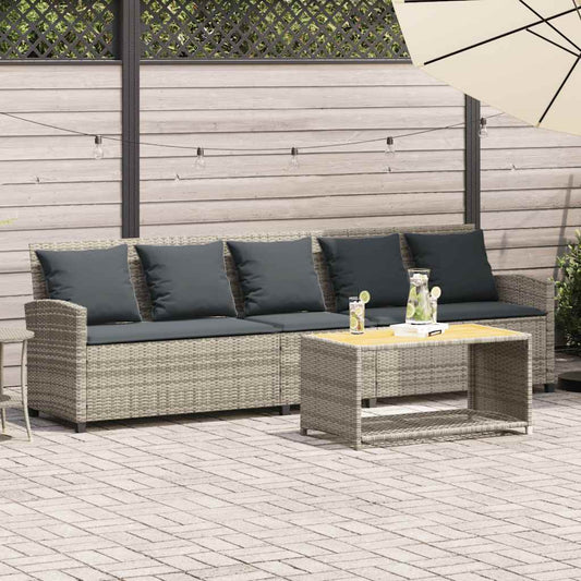 Havesofa Med Hynder Polyrattan Lysegrå