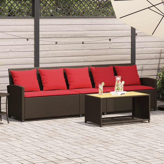 Havesofa Med Hynder Polyrattan Brun