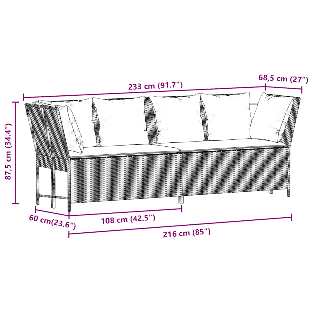 Havesofa Med Hynder Polyrattan - Billede 9