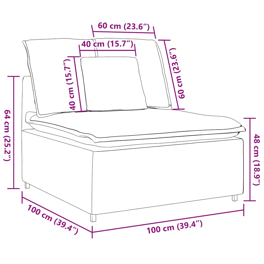 Sofacentermodul Med Hynder 100 Cm