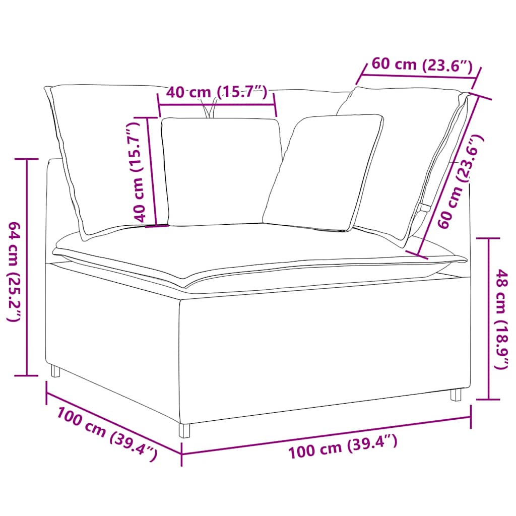 Sofa Hjørnemodul Med Hynder 100 Cm