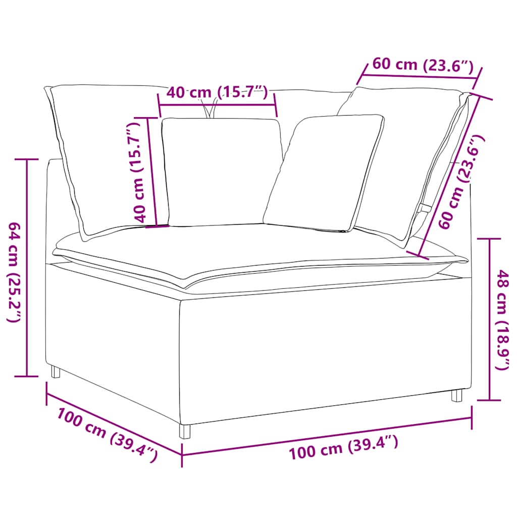 Sofa Hjørnemodul Med Hynder 100 Cm