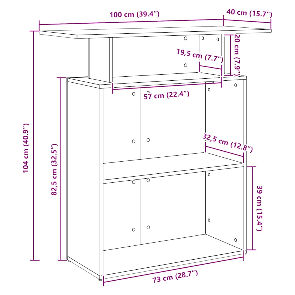 Receptionsskranke 100x40x104 Cm Konstrueret Træ - Billede 10