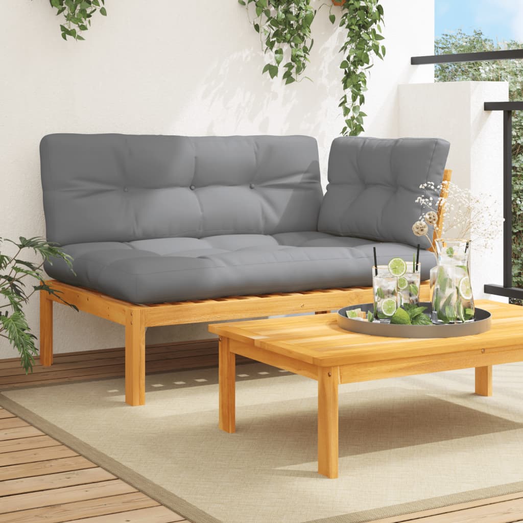 Midtermoduler Til Pallesofa 2 Stk. Med Hynder Massivt Akacietræ Grå