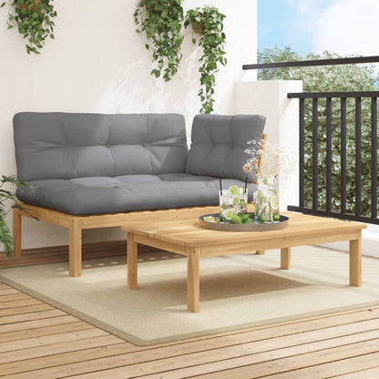 Midtermoduler Til Pallesofa 2 Stk. Med Hynder Massivt Akacietræ Grå