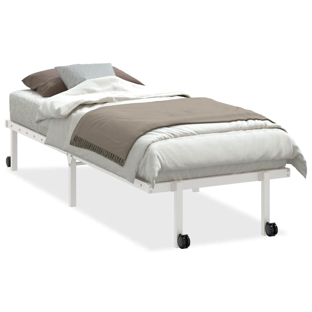Sengeramme Uden Madras Foldbare 80x200 Cm Stål Hvid - Billede 2