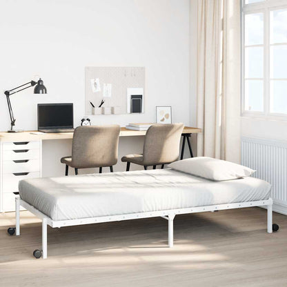 Sengeramme Uden Madras Foldbare 80x200 Cm Stål Hvid - Hovedbillede