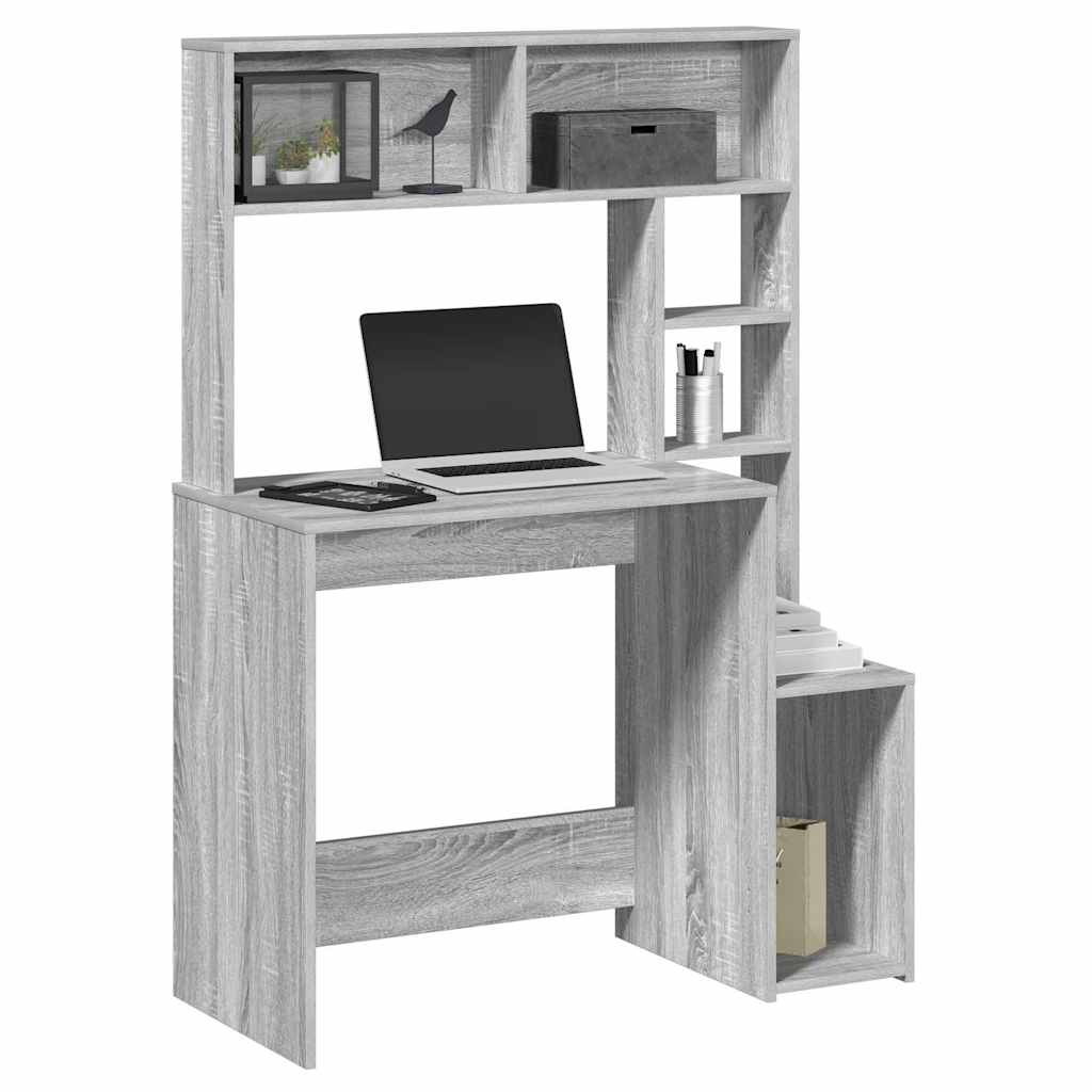 Skrivebord M. Hylder 100X45X140 Cm Konstrueret Træ