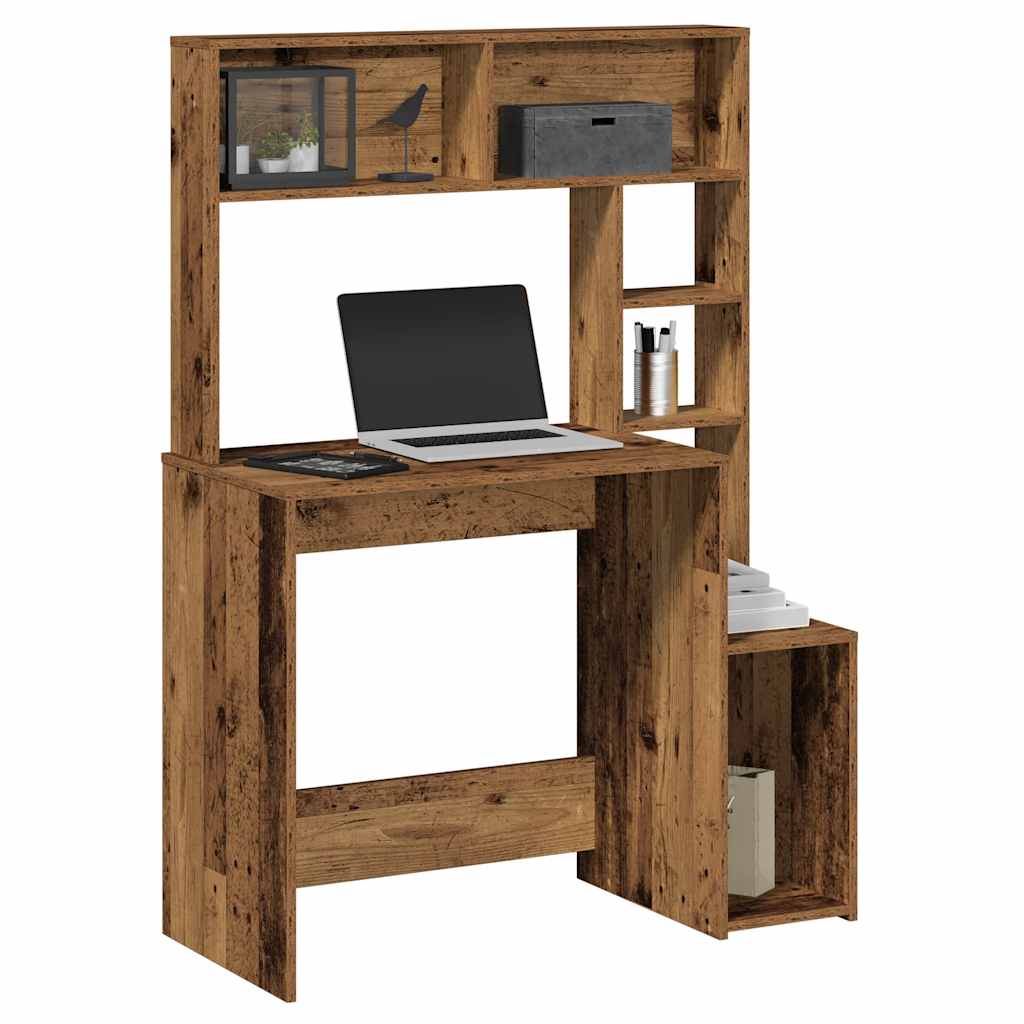 Skrivebord M. Hylder 100X45X140 Cm Konstrueret Træ