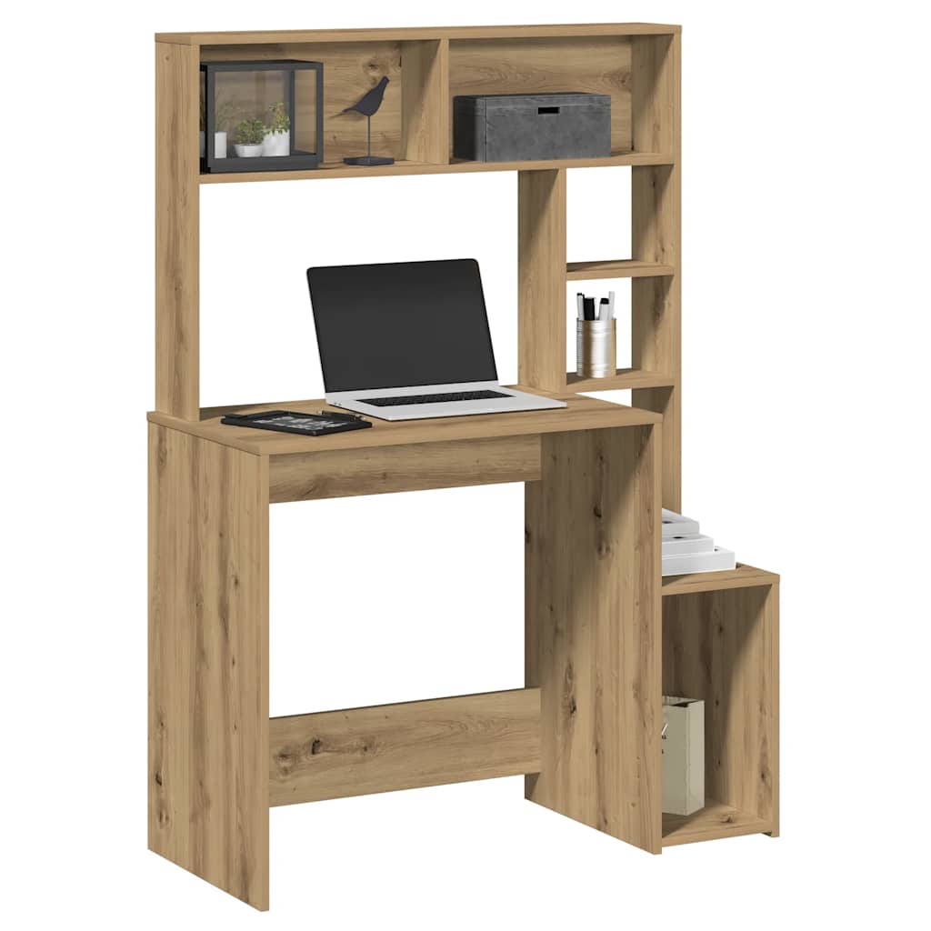 Skrivebord M. Hylder 100X45X140 Cm Konstrueret Træ