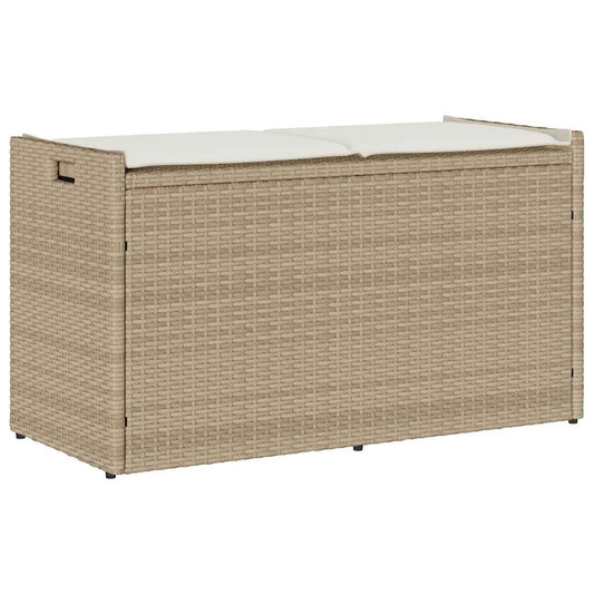 Udendørs Opbevaringsbænk Med Hynde 100 Cm Polyrattan - Hovedbillede
