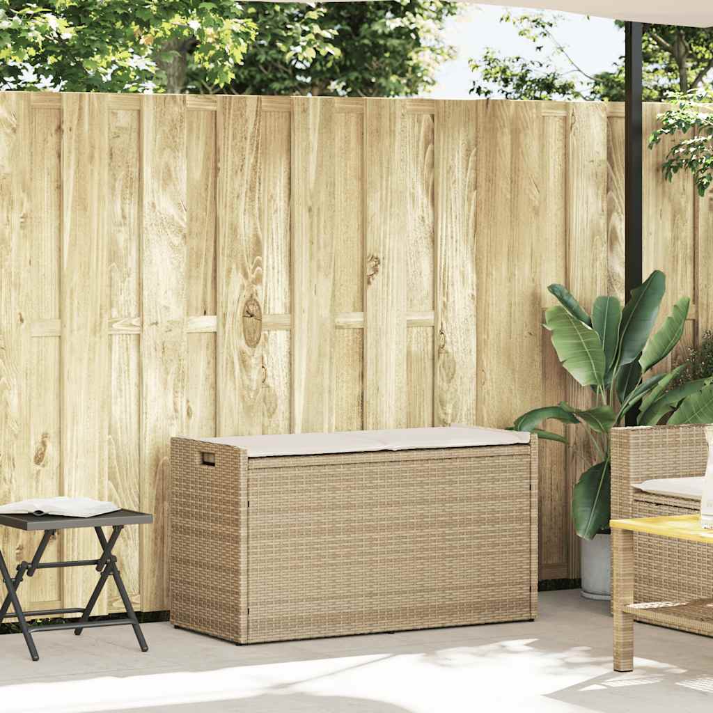 Udendørs Opbevaringsbænk Med Hynde 100 Cm Polyrattan - Billede 2