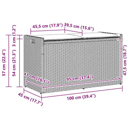 Udendørs Opbevaringsbænk Med Hynde 100 Cm Polyrattan - Billede 11