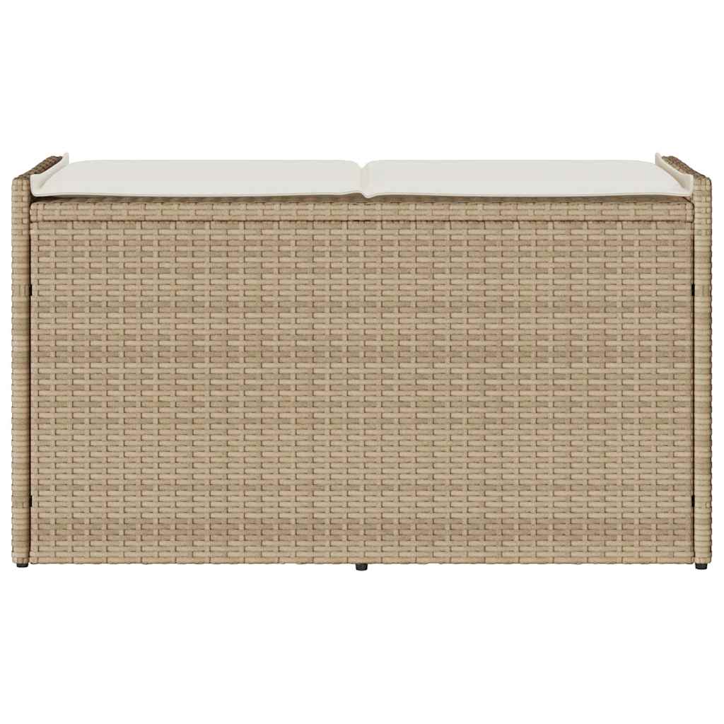 Udendørs Opbevaringsbænk Med Hynde 100 Cm Polyrattan - Billede 4
