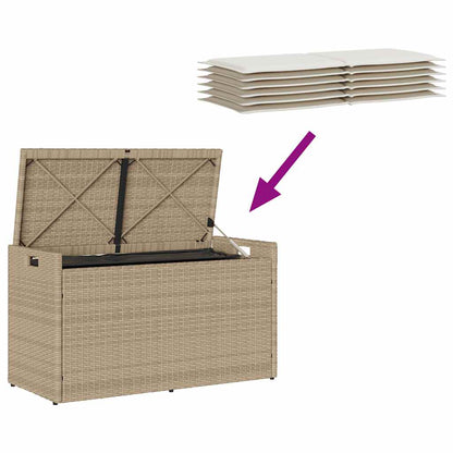 Udendørs Opbevaringsbænk Med Hynde 100 Cm Polyrattan - Billede 7
