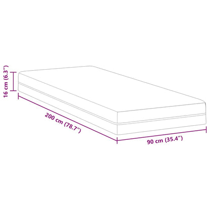 Madras Hvid, Grå 90 200 Cm Skum - Billede 11