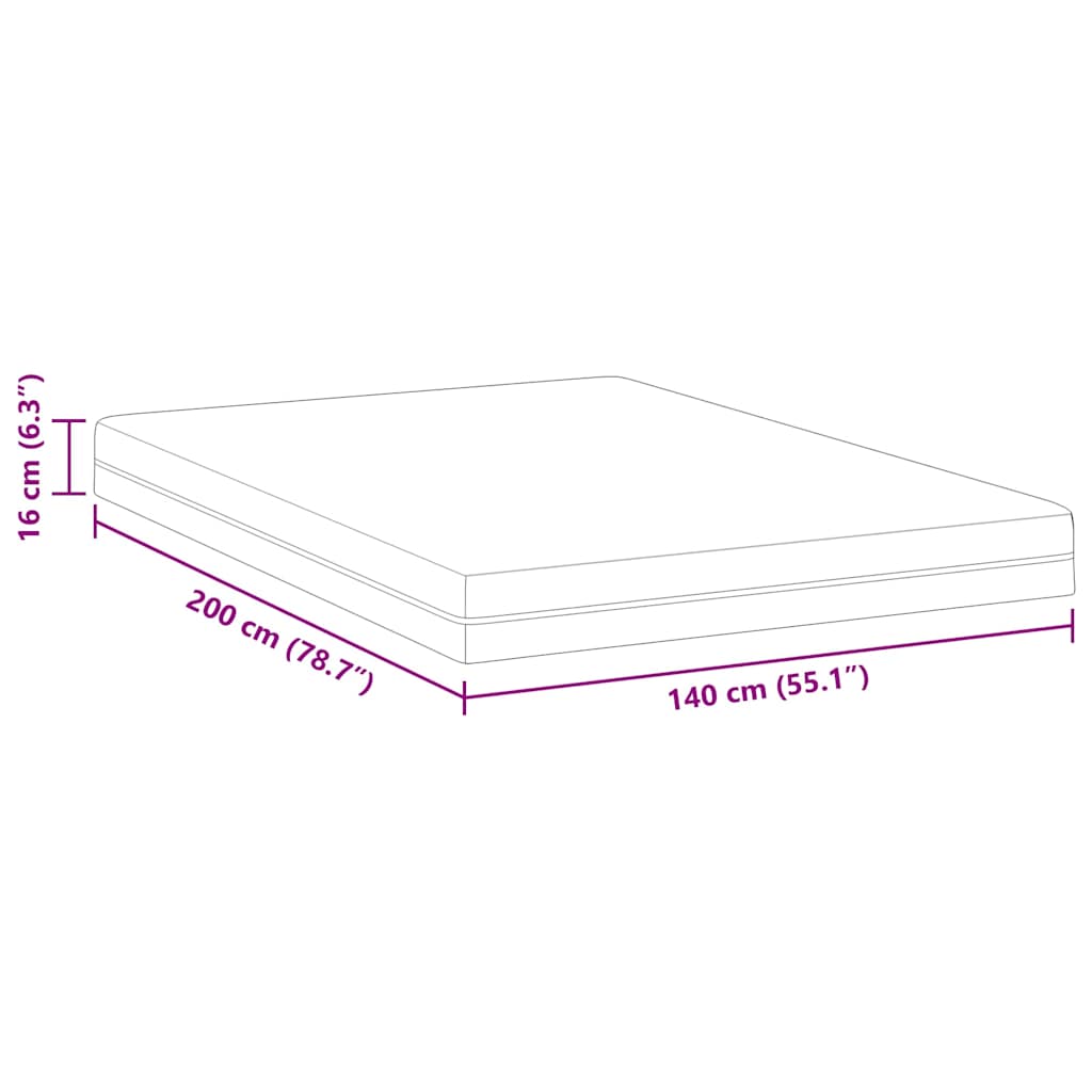 Madras Hvid, Grå 140 200 Cm Skum - Billede 12