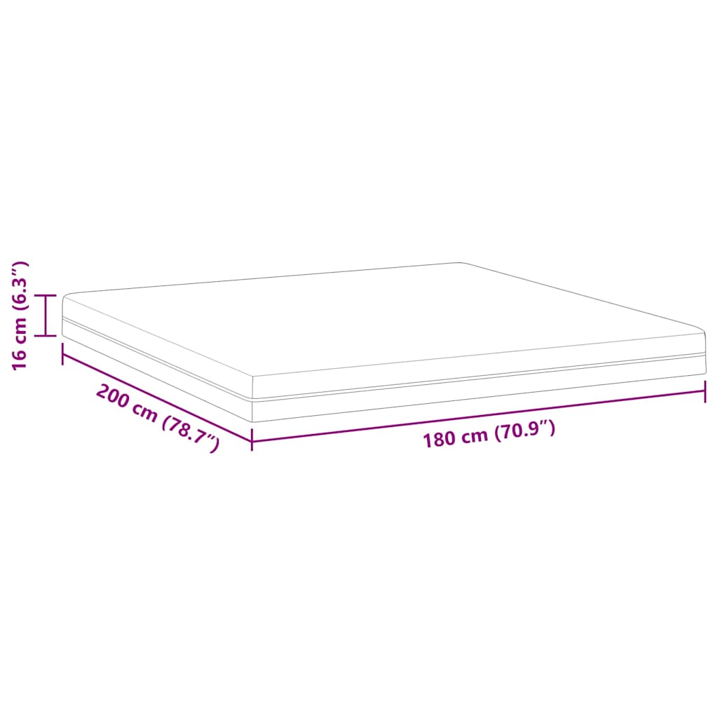 Madras Hvid, Grå 180 200 Cm Skum - Billede 12
