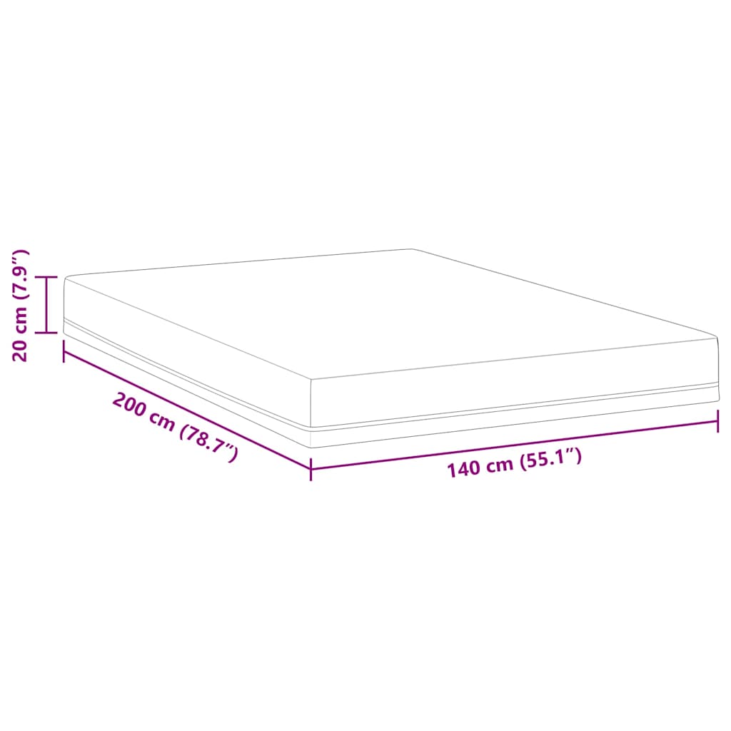 Madras Hvid, Blå 140 200 Cm Skum - Billede 12