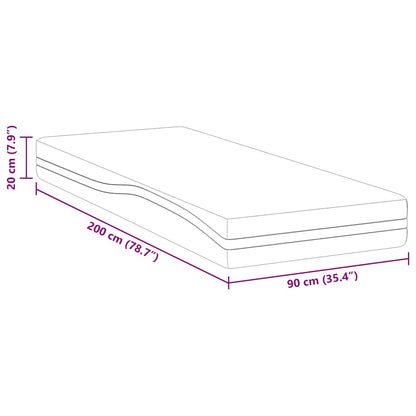 Madras Hvid, Grå 90 200 Cm Skum - Billede 11