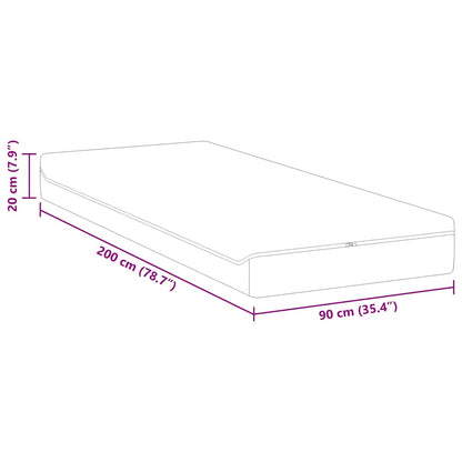 Madras Hvid, Grå 90 200 Cm Skum - Billede 11