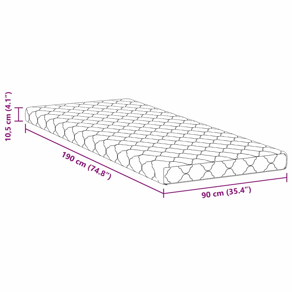 Madras Hvid 190 X 90 Cm Skum - Billede 11