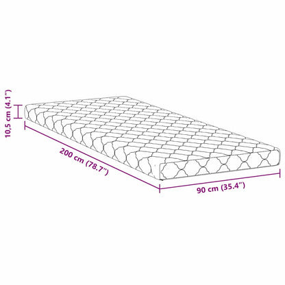 Madras Hvid 200 X 90 Cm Skum - Billede 11