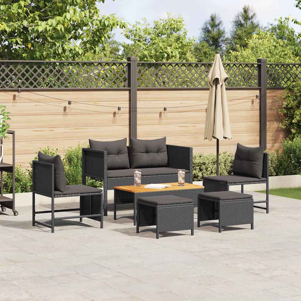Havesofa Sæt Med Pude 6 Dele Polyrattan - Variant 4104700