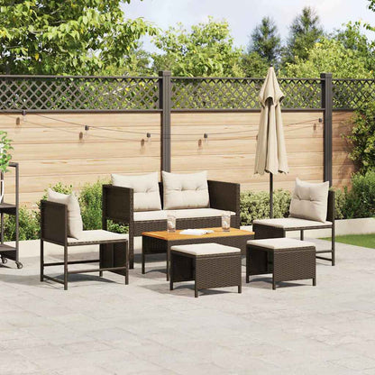 Havesofa Sæt Med Pude 6 Dele Polyrattan - Variant 4104701