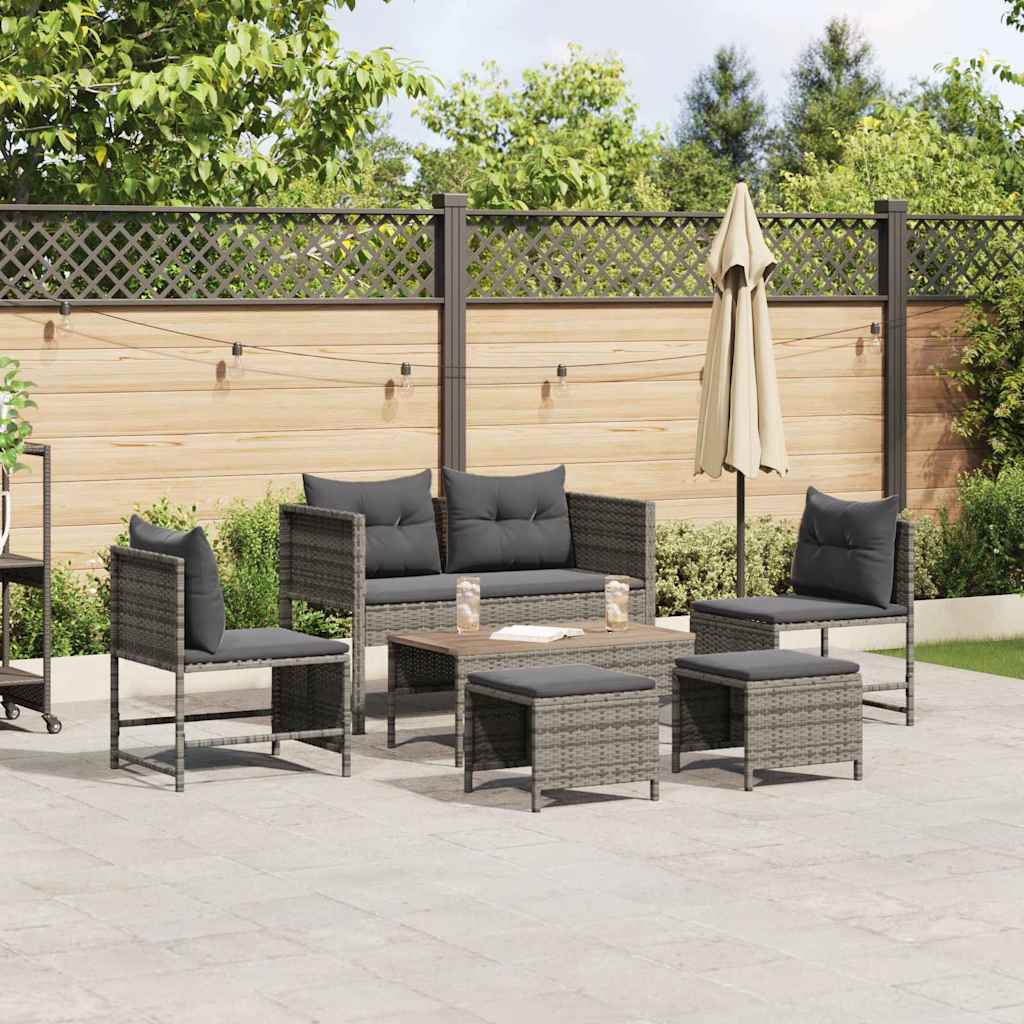 Havesofa Sæt Med Pude 6 Dele Polyrattan - Variant 4104702