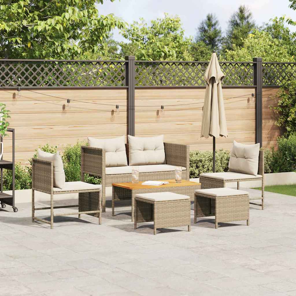 Havesofa Sæt Med Pude 6 Dele Polyrattan - Variant 4104703