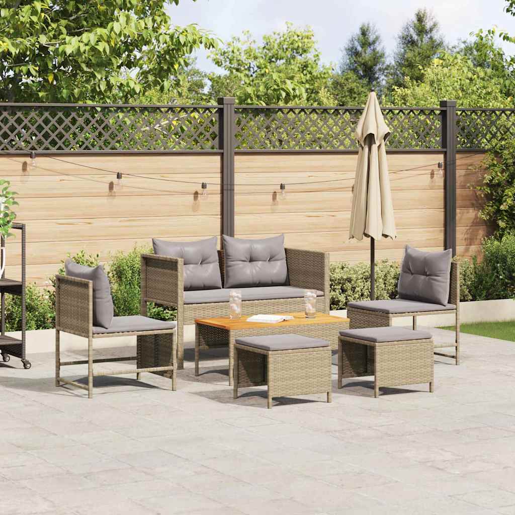 Havesofa Sæt Med Pude 6 Dele Polyrattan - Variant 4104704