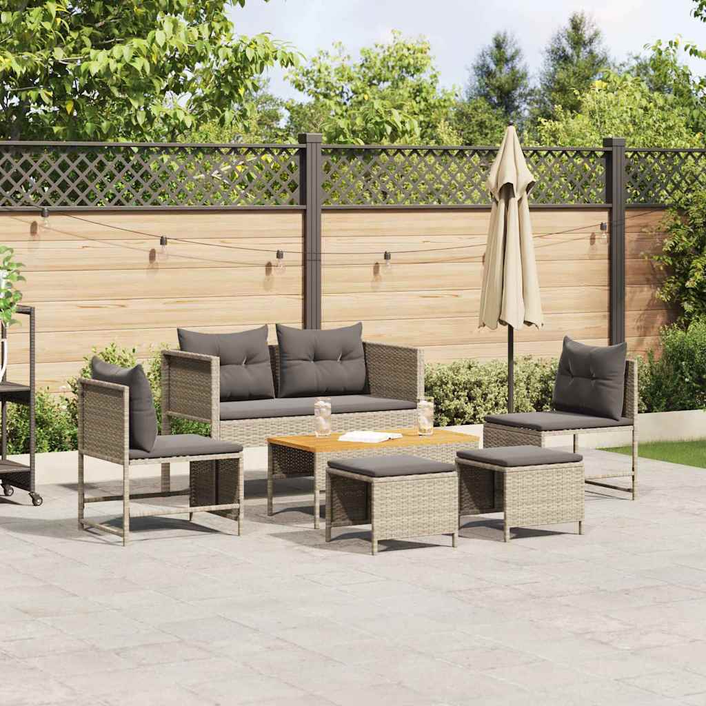 Havesofa Sæt Med Pude 6 Dele Polyrattan - Variant 4104705