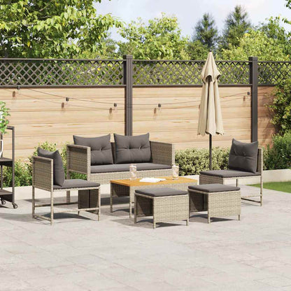 Havesofa Sæt Med Pude 6 Dele Polyrattan - Variant 4104705
