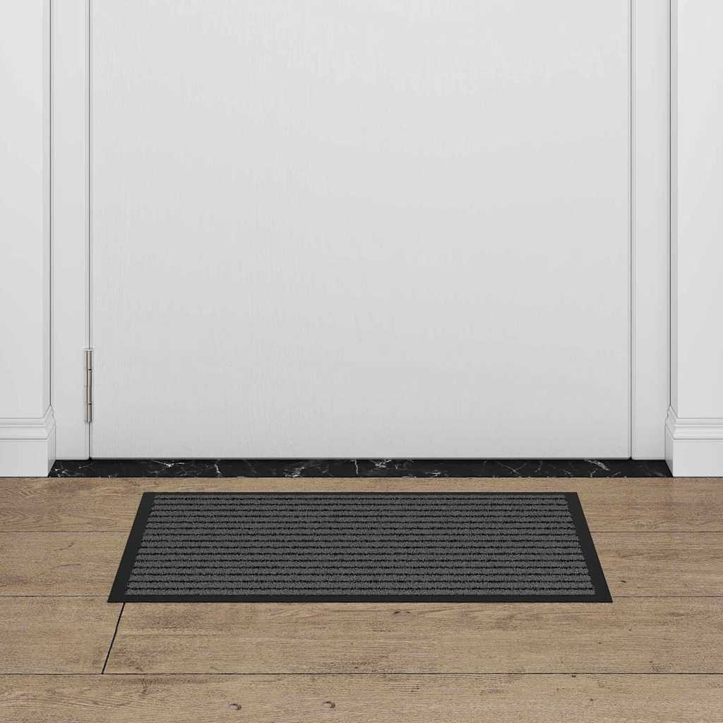 Dørmåtte Stribet Sort Og Grå 40 X 60 Cm Polypropylen Og Pvc - Billede 3