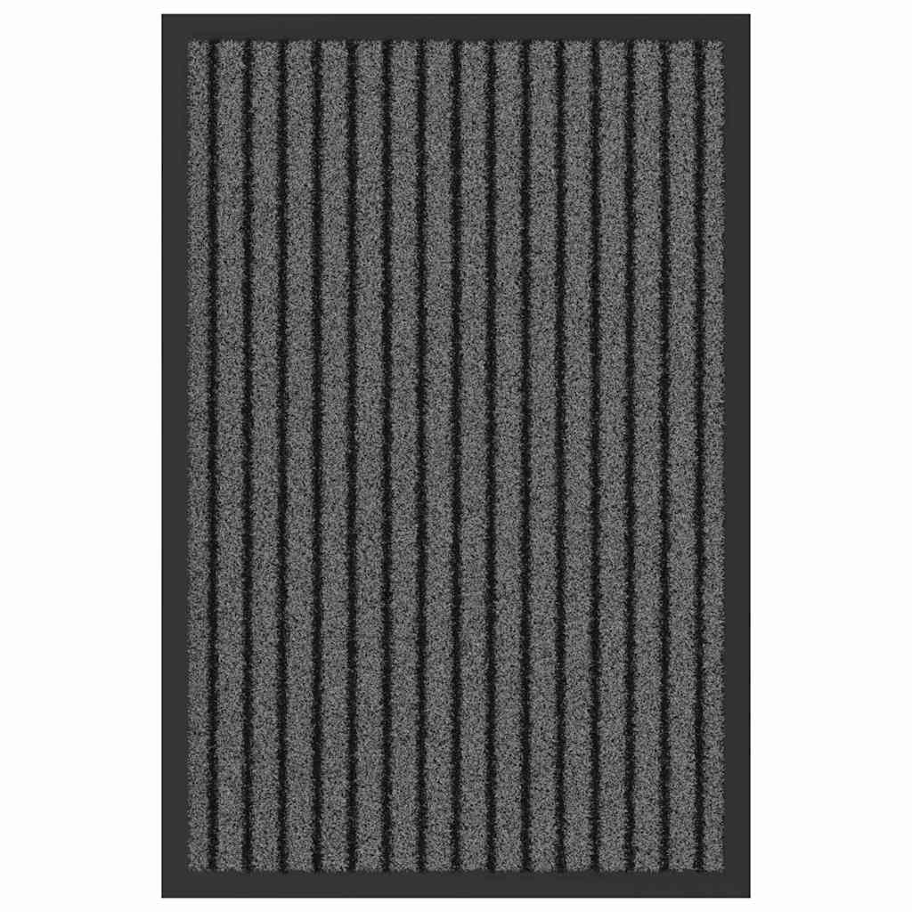Dørmåtte Stribet Sort Og Grå 40 X 60 Cm Polypropylen Og Pvc - Billede 2