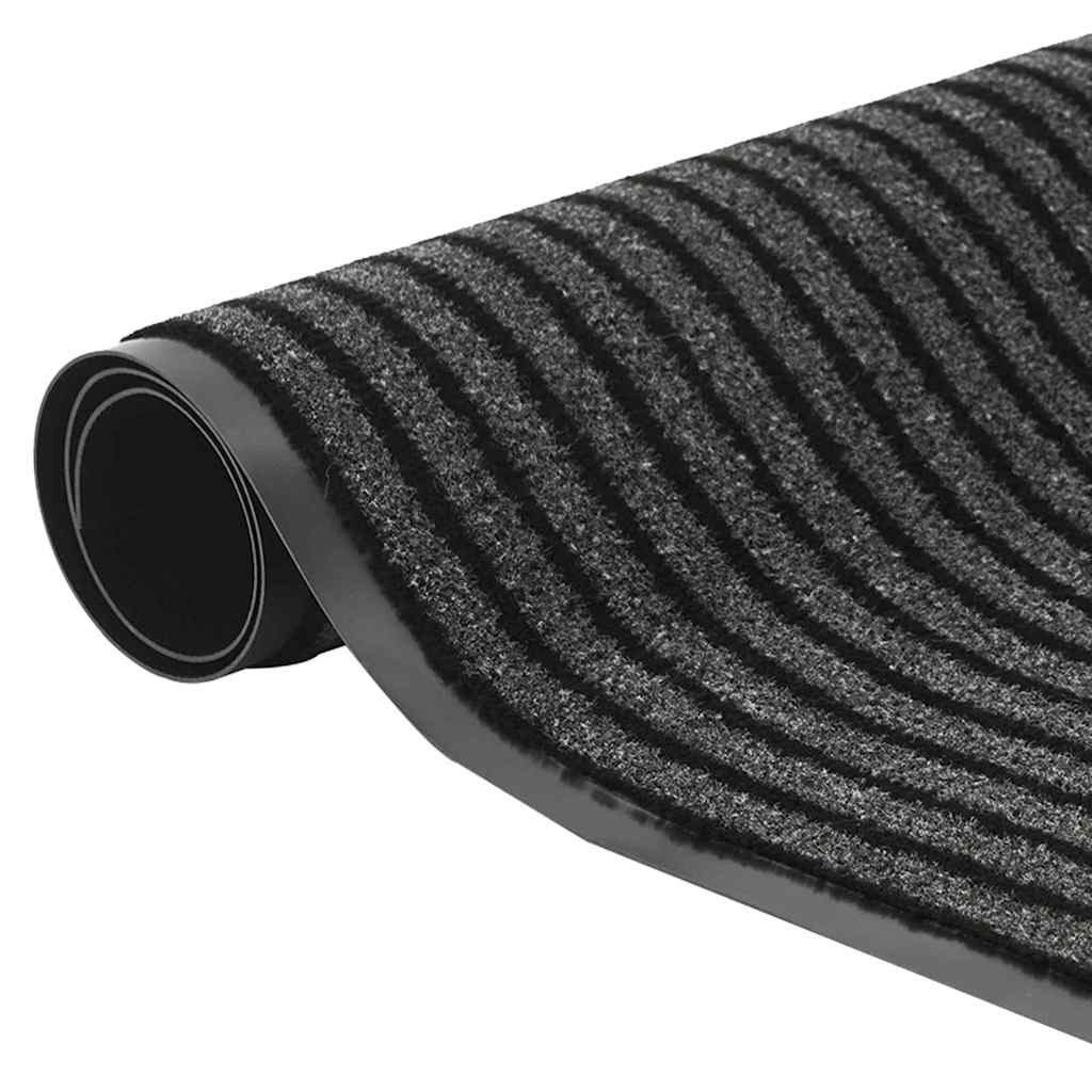 Dørmåtte Stribet Sort Og Grå 60 X 90 Cm Polypropylen Og Pvc - Billede 4