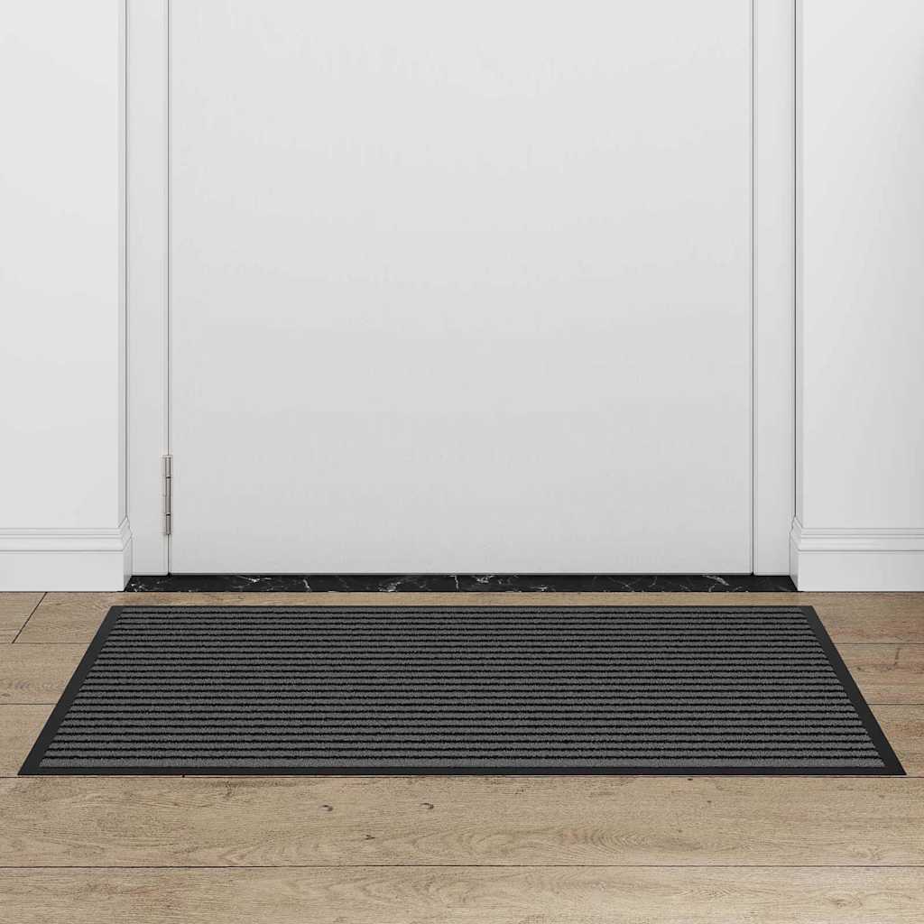 Dørmåtte Stribet Sort Og Grå 60 X 90 Cm Polypropylen Og Pvc - Billede 3