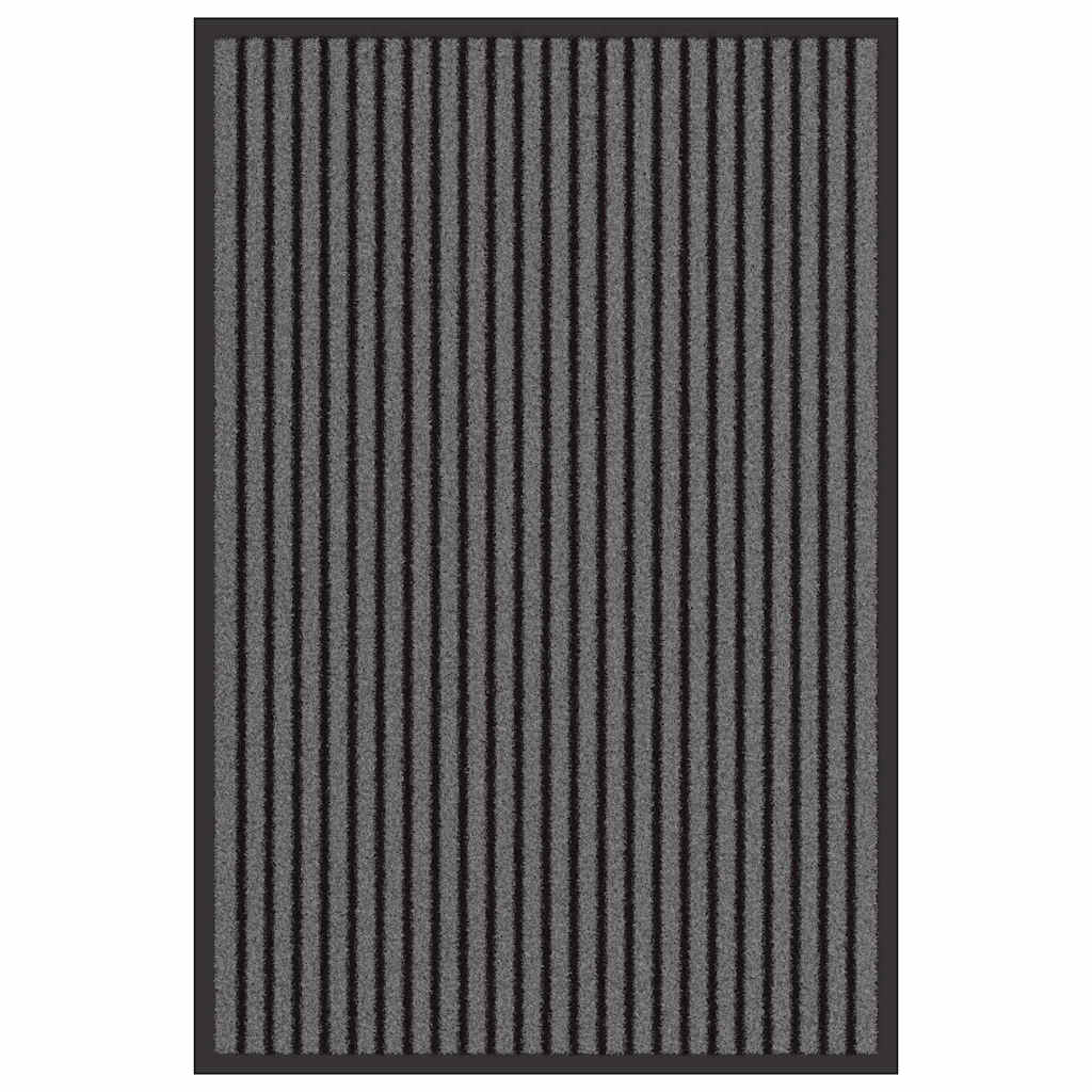 Dørmåtte Stribet Sort Og Grå 60 X 90 Cm Polypropylen Og Pvc - Billede 2