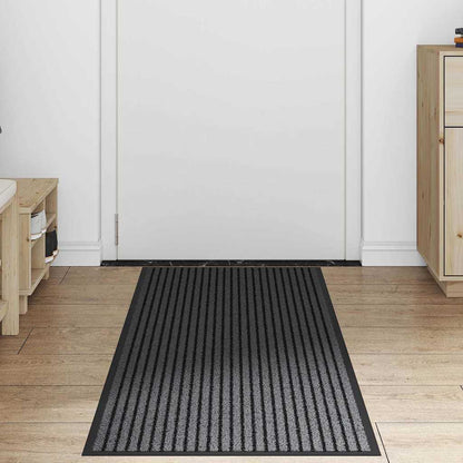 Dørmåtte Stribet Sort Og Grå 60 X 180 Cm Polypropylen Og Pvc - Billede 3