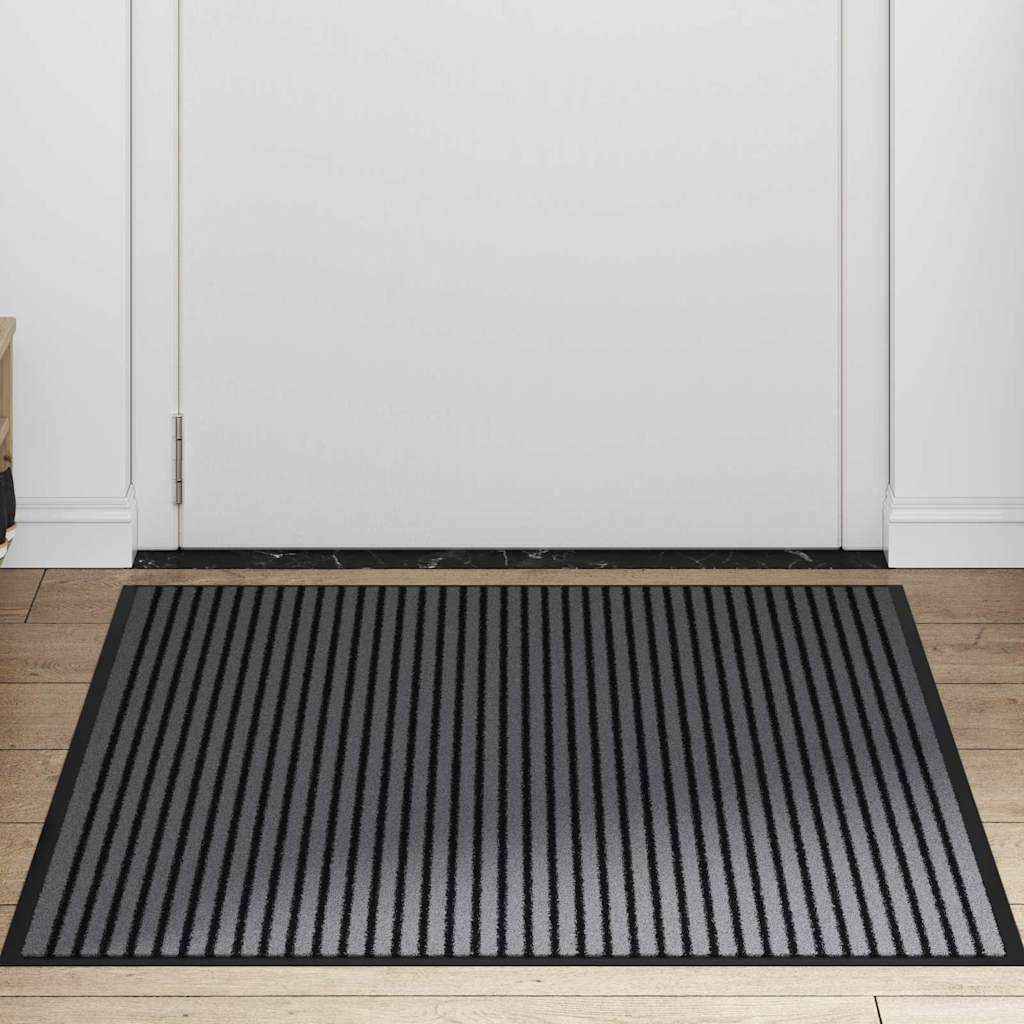 Dørmåtte Stribet Sort Og Grå 80 X 120 Cm Polypropylen Og Pvc - Billede 3