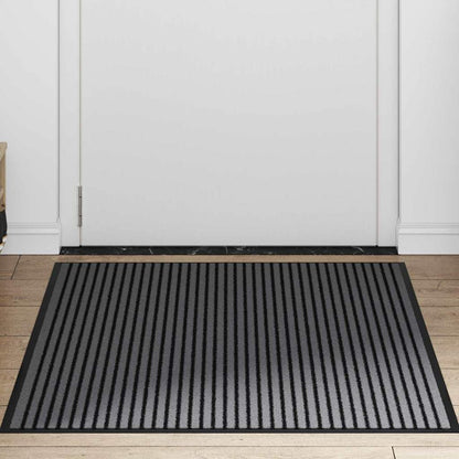 Dørmåtte Stribet Sort Og Grå 80 X 120 Cm Polypropylen Og Pvc - Billede 3