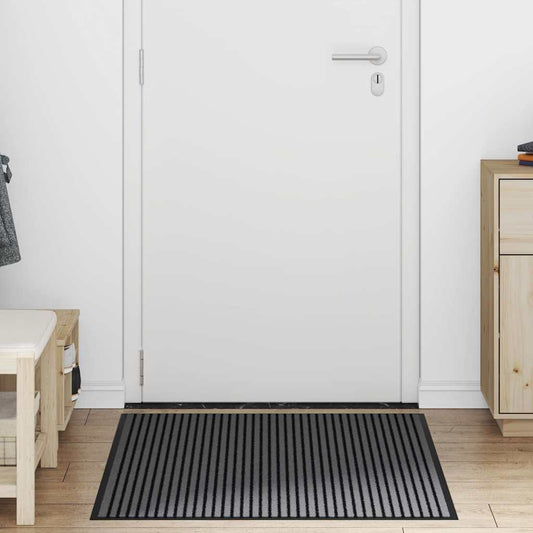 Dørmåtte Stribet Sort Og Grå 80 X 120 Cm Polypropylen Og Pvc - Hovedbillede