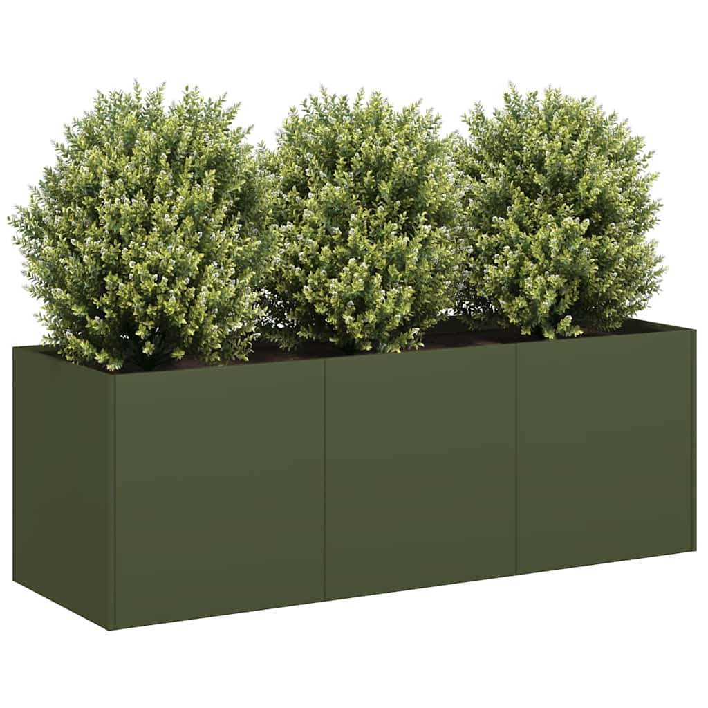 Plantekasse Olivengrøn 120x40x40 Cm Koldvalset Stål - Hovedbillede