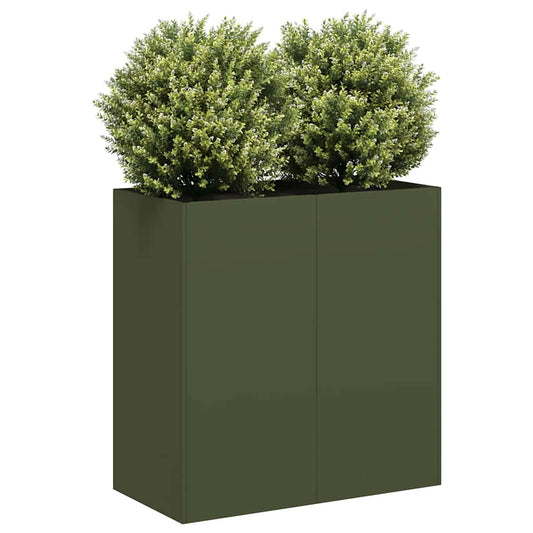Plantekasse Olivengrøn Koldvalset Stål Steel/Olive Green